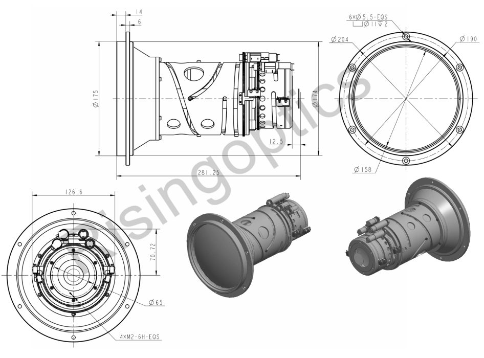 30-180mm F 0.91-1.18 Uncooled Continuous Zoom Lens for 1280x724-12um