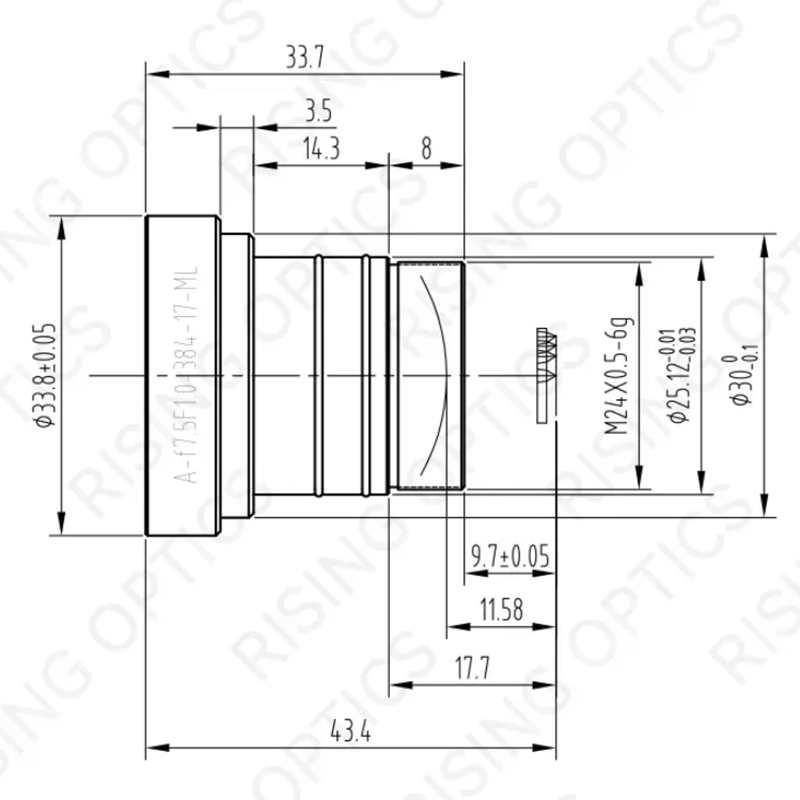 Атермальный объектив FL 7,5мм F1.0 LWIR  для 384x288-17um
