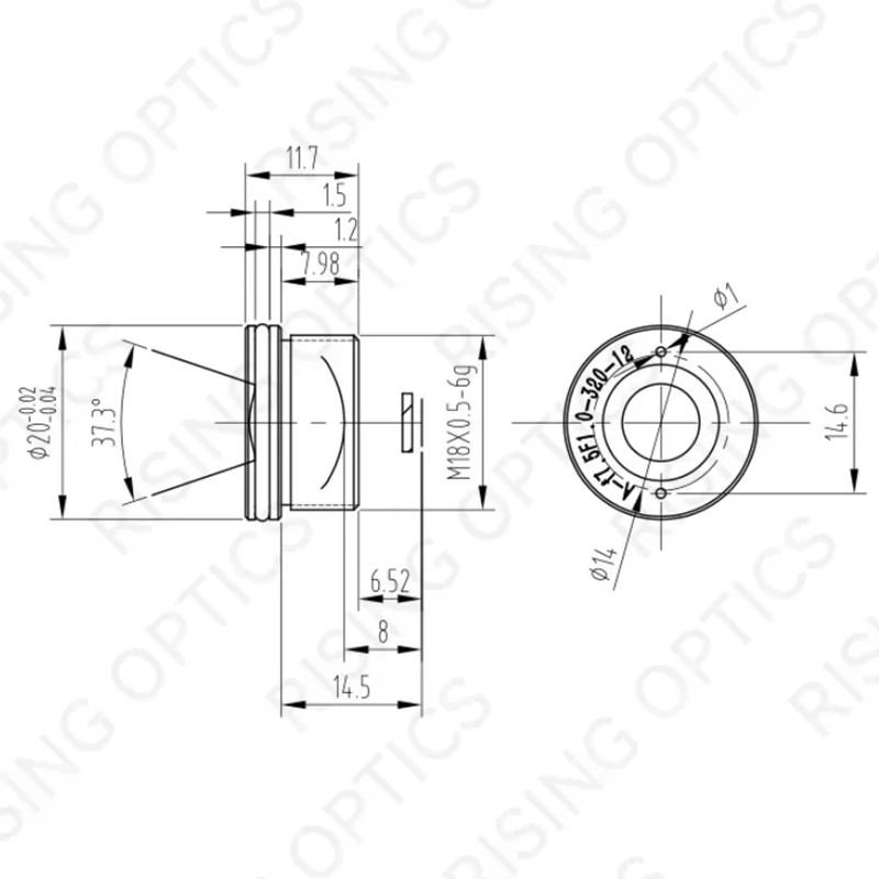Атермический фиксированный объектив 7,5мм F1.0 LWIR для 320x240-12um