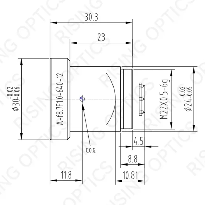 Инфракрасный атермический объектив 8,7 мм F1.0  для 640x512-12um