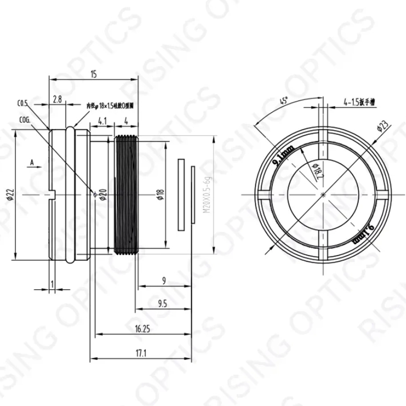 Атермальный объектив FL9.1mm F1.2 LWIR  для 640x512-12um