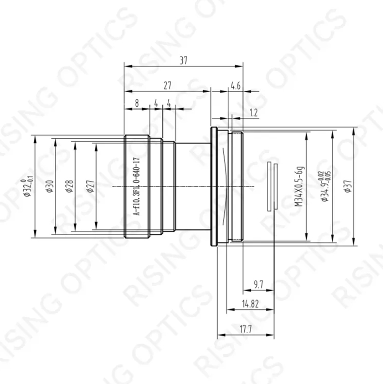 Инфракрасный атермический объектив FL10.3mm F1.0  для 640x512-17um