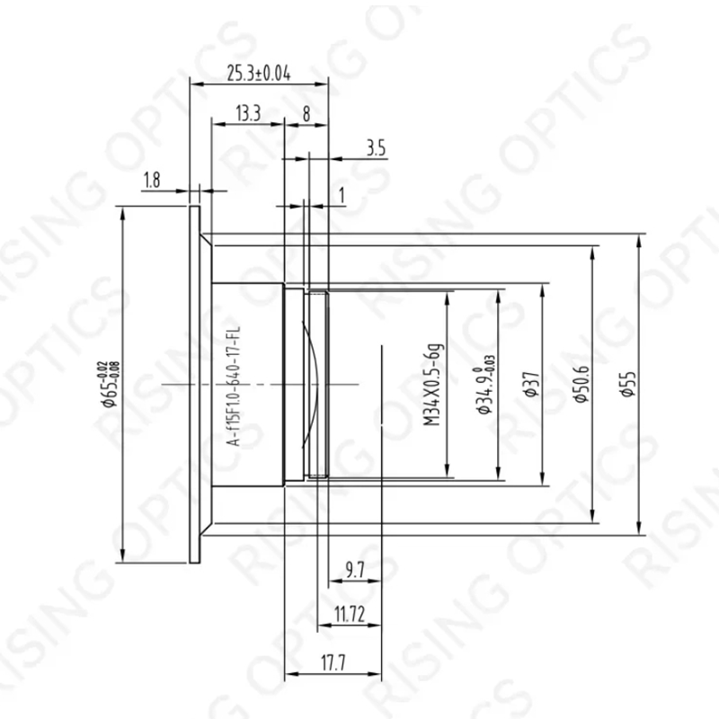 атермальный объектив LWIR 15 мм F1.0  для 640x512, 17 и 12 um