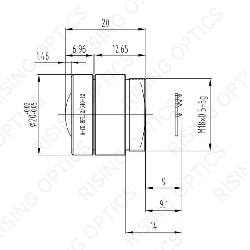 Атермический объектив LWIR с фокусным расстоянием 5,8 F1.2  для 640x512-12um