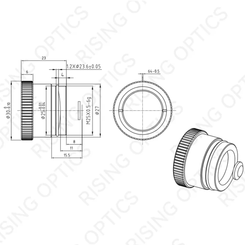19 мм инфракрасный атермический объектив LWIR F1.0  для 384x288-17 um