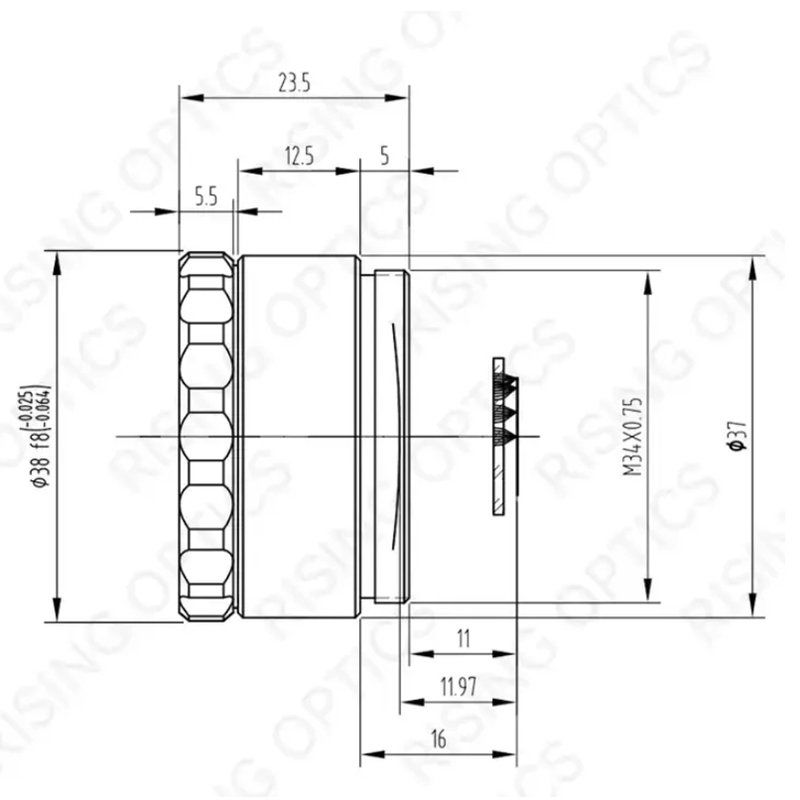 19 мм F1.0 LWIR объектив с ручной фокусировкой для инфракрасного прицела