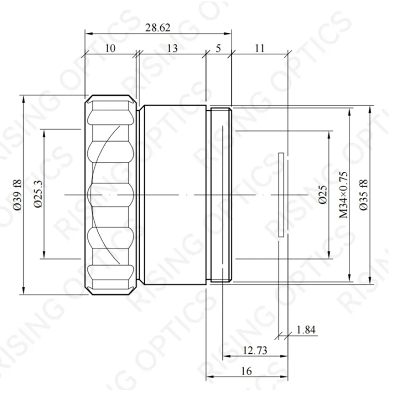 Объектив 25 мм F1.0 LWIR с ручной фокусировкой для 640x480-17um